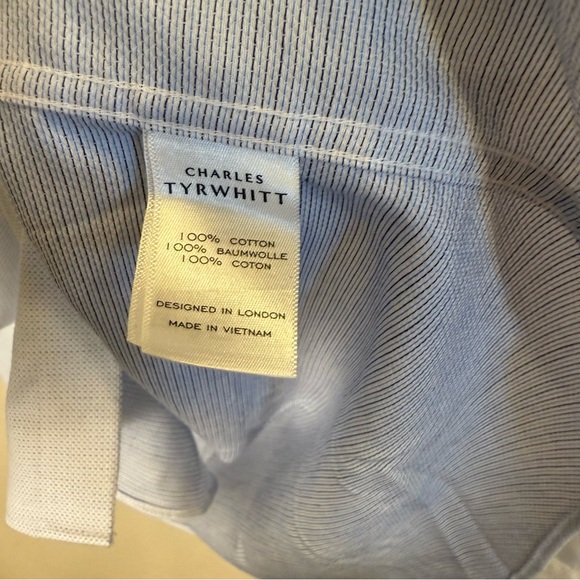 Men’s Charles Tyrwhitt Light Gray Dress Shirt non iron sz 17.5/36 - Picture 8 of 9